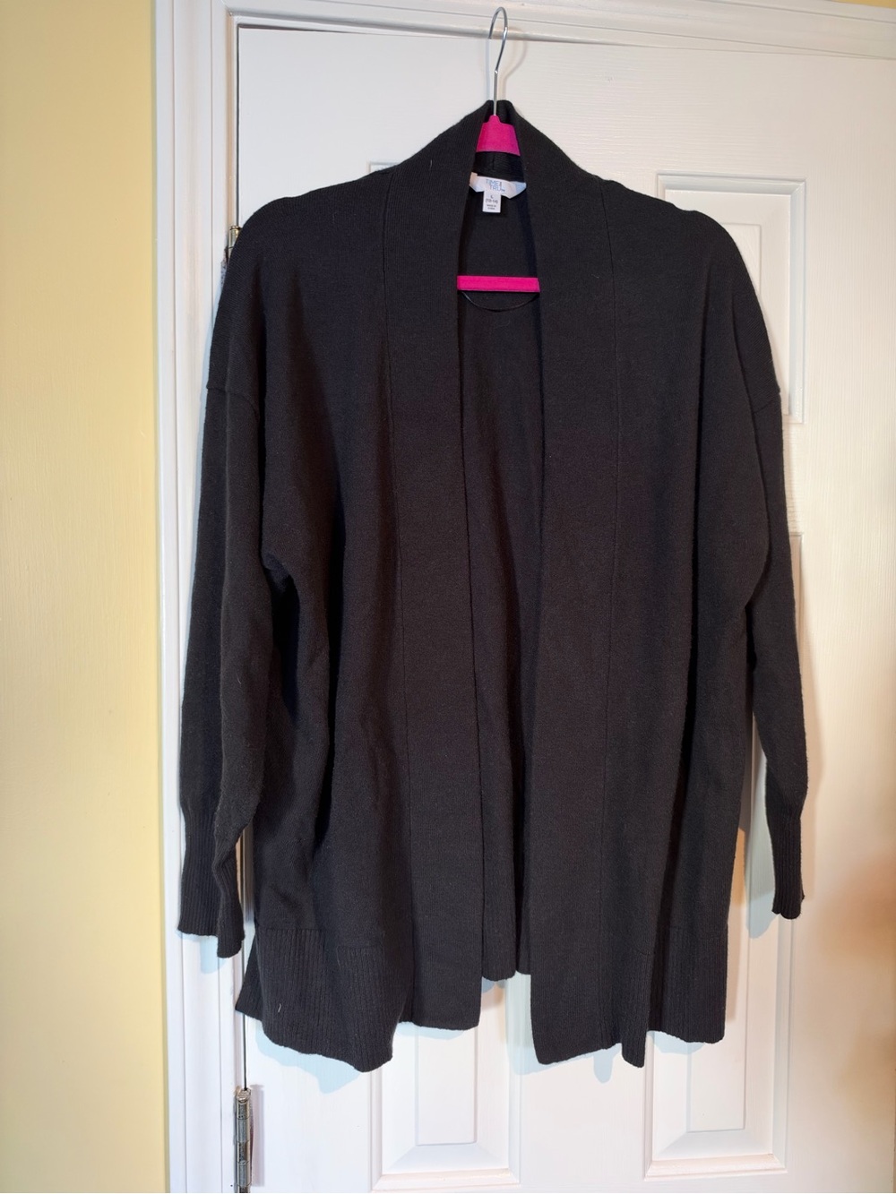 Time and Tru Black Open-Front Women's Cardigan Sweater